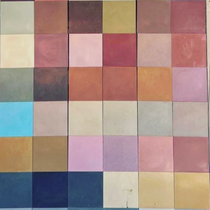 cement tiles in various colors
